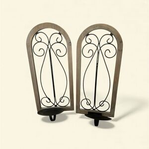 Hobby Lobby Black and Brown Scroll Wall Sconce Pair
